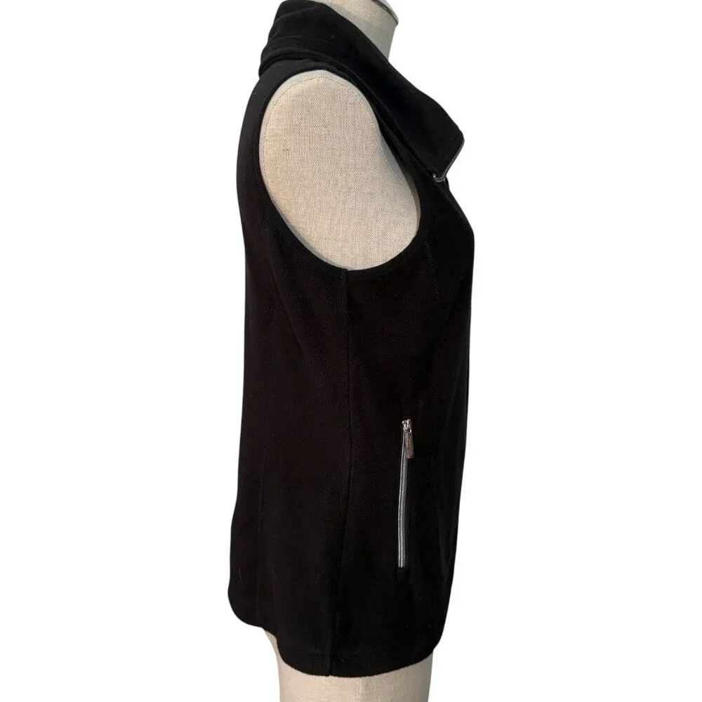 Calvin Klein Performance Fleece Vest Woman’s Black Size Small Zipper Winter - Picture 2 of 12